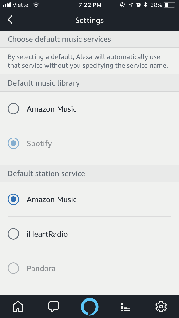 Spotify bị mờ, không kích hoạt được trên thiết bị Echo?